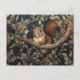 Rotes Eichhörnchen im Stil von William Morris Postkarte