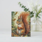Rotes Eichhörnchen im Wald Art Postkarte (Stehend Vorderseite)