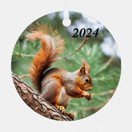 Rotes Eichhörnchen in einem Baum Ornament Aus Metall