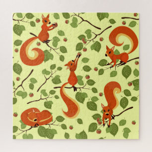 Rotes Eichhörnchen in Haselzweigen. Puzzle
