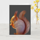 Rotes Eichhörnchen (Leere) Grußkarte Karte (Gelbe Blume)