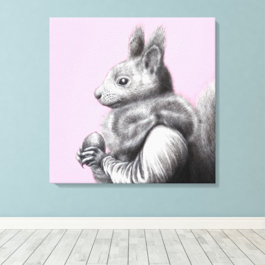 Rotes Eichhörnchen mit grauem Eichhörnchen Fur Sca Leinwanddruck (Insitu (Holzboden))