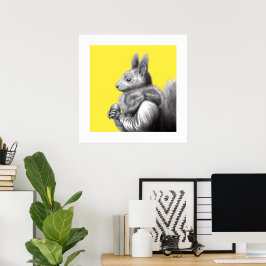 Rotes Eichhörnchen mit grauem Eichhörnchen Fur Sca Poster