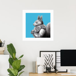 Rotes Eichhörnchen mit grauem Eichhörnchen Fur Sca Poster