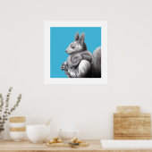 Rotes Eichhörnchen mit grauem Eichhörnchen Fur Sca Poster (Küche)