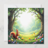Rotes Eichhörnchen mit Kaninchenohren Feiertagskarte (Rückseite)