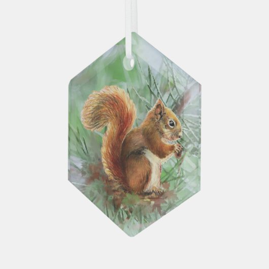 Rotes Eichhörnchen Ornament Aus Glas (Vorderseite Links)