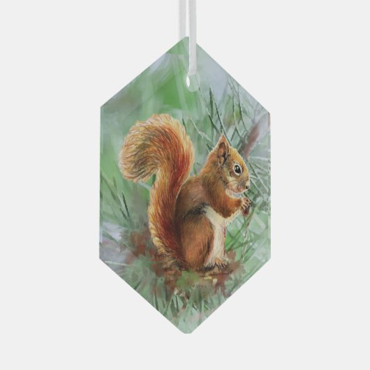 Rotes Eichhörnchen Ornament Aus Glas (Vorderseite Rechts)