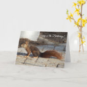 Rotes Eichhörnchen Personalisiert 65. Geburtstag Karte (Gelbe Blume)