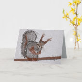 Rotes Eichhörnchen sagt Hallo! Karte (Gelbe Blume)