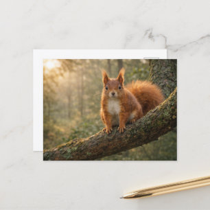 Rotes Eichhörnchen Schottisches Hochland Nebelwald Postkarte