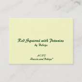 Rotes Eichhörnchen u. Petunien ATC Visitenkarte (Rückseite)