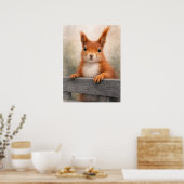 Rotes Eichhörnchen-Wald-Wildlife Poster (Küche)