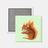 Rotes Eichhörnchen Wasserfarben Malerei Wildlife A Magnet (Vorderseite/Rückseite)