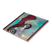 Rotes Einhorn-Pferdepony-Drache-Reptil-Monster Fliese (Seite)
