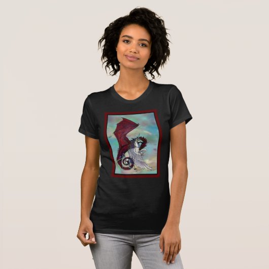 Rotes Einhorn-Pferdepony-Drache-Reptil-Monster T-Shirt (Vorne ganz)