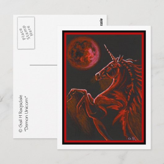 Rotes Einhorn Postkarte (Vorne/Hinten)