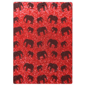 Rotes Elefant-Glitterneonmuster Klemmbrett (Rückseite)