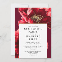 Rotes Elegantes Chic Floral Retirement Party
