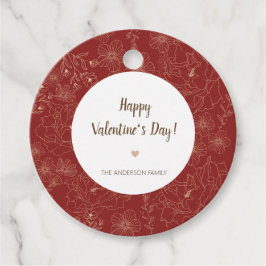 Rotes Elegantes florales Happy Valentine's Day Cir Geschenkanhänger