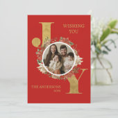 Rotes Elegantes Foto Weihnachten (Stehend Vorderseite)