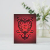 Rotes, elegantes gotisches Herz Postkarte (Stehend Vorderseite)