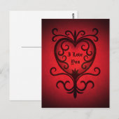 Rotes, elegantes gotisches Herz Postkarte (Vorne/Hinten)