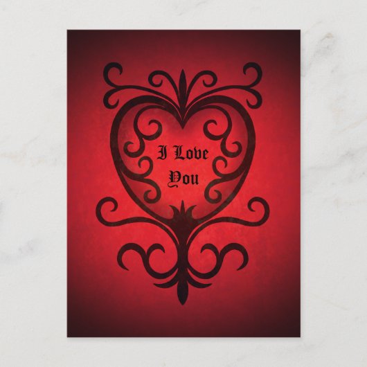Rotes, elegantes gotisches Herz Postkarte (Vorderseite)