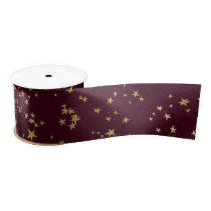 Rotes Elegantes Himmelssterniges Goldene Sterne De Satinband