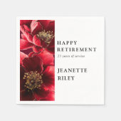 Rotes Elegantes Modernes, florales Happy Retiremen Serviette (Vorderseite)
