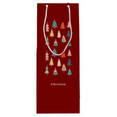Rotes Elegantes Modernes Set Grüner Weihnachtsbaum Geschenktüte Für Weinflaschen (Rückseite)