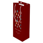 Rotes Elegantes Modernes Set Grüner Weihnachtsbaum Geschenktüte Für Weinflaschen (Vorderseite Schrägansicht)
