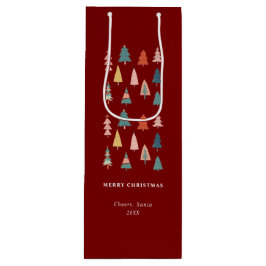 Rotes Elegantes Modernes Set Grüner Weihnachtsbaum Geschenktüte Für Weinflaschen