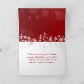 Rotes Elegantes Schneeflocken Weihnachtsbaum Feiertagskarte (Innenseite)