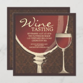 Rotes Eleganz-Wein-Glas-Wein-Probieren-Party Einladung (Vorne/Hinten)