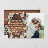 Rotes Elfenbeinblütenholz Save The Date (Vorne/Hinten)