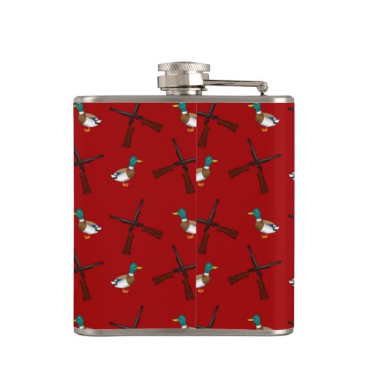 rotes Entenjagdmuster Flachmann (Rückseite)