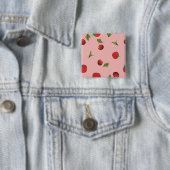 Rotes Erdbeer- und Kirschenmuster Rosa Frucht Button (Beispiel)