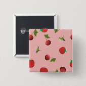Rotes Erdbeer- und Kirschenmuster Rosa Frucht Button (Vorne & Hinten)