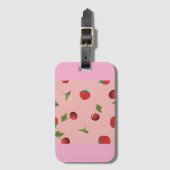 Rotes Erdbeer- und Kirschenmuster Rosa Frucht Gepäckanhänger (Vorderseite Vertikal)
