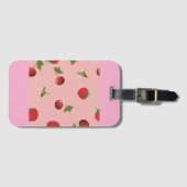 Rotes Erdbeer- und Kirschenmuster Rosa Frucht Gepäckanhänger (Vorderseite (Horizontal))