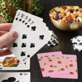 Rotes Erdbeer- und Kirschmuster Rosa Frucht Spielkarten (In Situ)