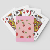 Rotes Erdbeer- und Kirschmuster Rosa Frucht Spielkarten (Rückseite)