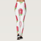 Rotes Erdbeereiscreme-Muster Leggings (Rückseite)