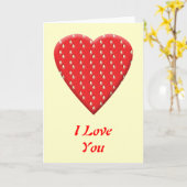 Rotes Erdbeerherz. Karte (Gelbe Blume)