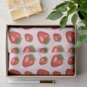 Rotes Erdbeermuster auf Rosa Seidenpapier (Geschenk)