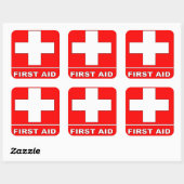 Rotes Erste-Hilfe-Schild Quadratischer Aufkleber (Blatt)