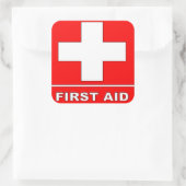 Rotes Erste-Hilfe-Schild Quadratischer Aufkleber (Tasche)