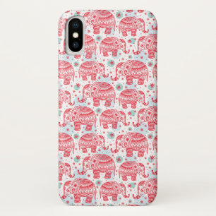 Rotes ethnisches Elefant-Muster iPhone X Hülle