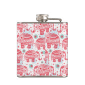 Rotes ethnisches Elefant-Muster Flachmann (Rückseite)